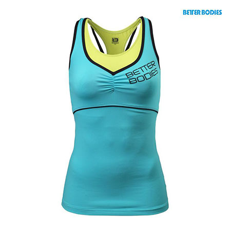 Better Bodies 2-Layer Logo Top - Aqua Blue Detail 1