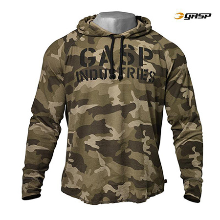 GASP Longsleeve Thermal Hoodie - Green Camo Detail 1