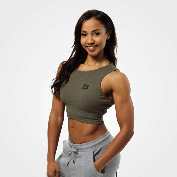 Better Bodies Astoria Laced Tank - Washed Green Detail 1