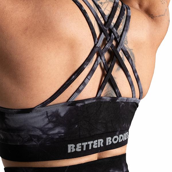 Better Bodies Entice Sports Bra - Black Tie Dye Detail 4