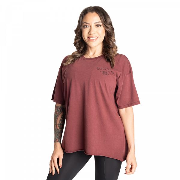 Better Bodies Relentless Oversized Tee - Washed Maroon Detail 2